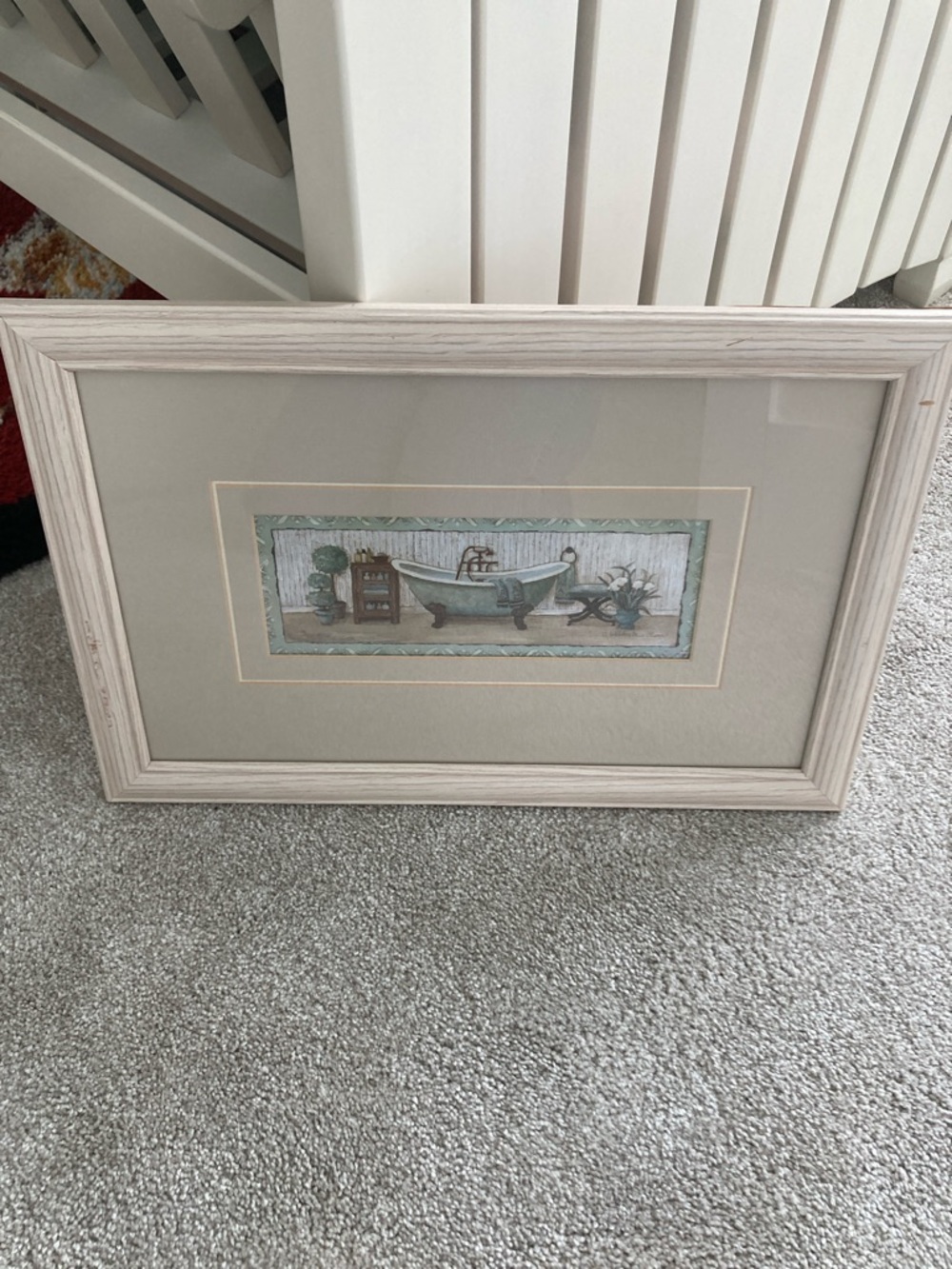 Framed Bathtub Art Print - Seafoam and Beige